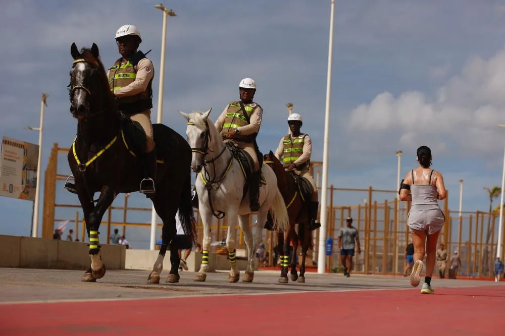 Cavalaria da Polícia Militar auxilia policiais na prevenção de furtos e roubos durante Operação Verão